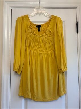 Context Golden Yellow Ruched Scoop-Neck Tunic